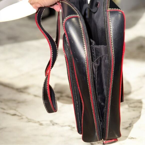 Lodis Audrey Zip Top Tote W/ Organization - Black with Red Trim - Picture 5 of 11